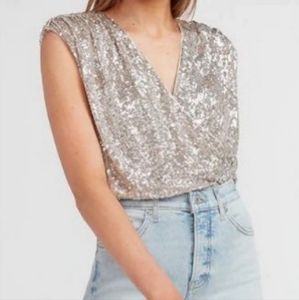 Express Sequin Bodysuit, Size M